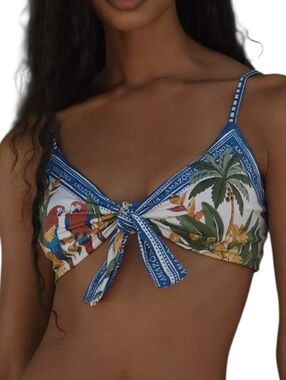 Farm Rio Triangle Bikini Top Size L Tropical Destinations Amazonia Tie-Front